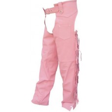 Woman s Pink Leather Chaps with Fringe,Women’s Leather Chaps